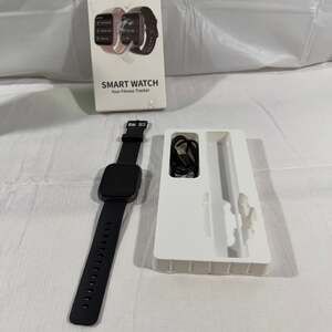 Smart Watch Fitness Tracker with Black Silicone Band